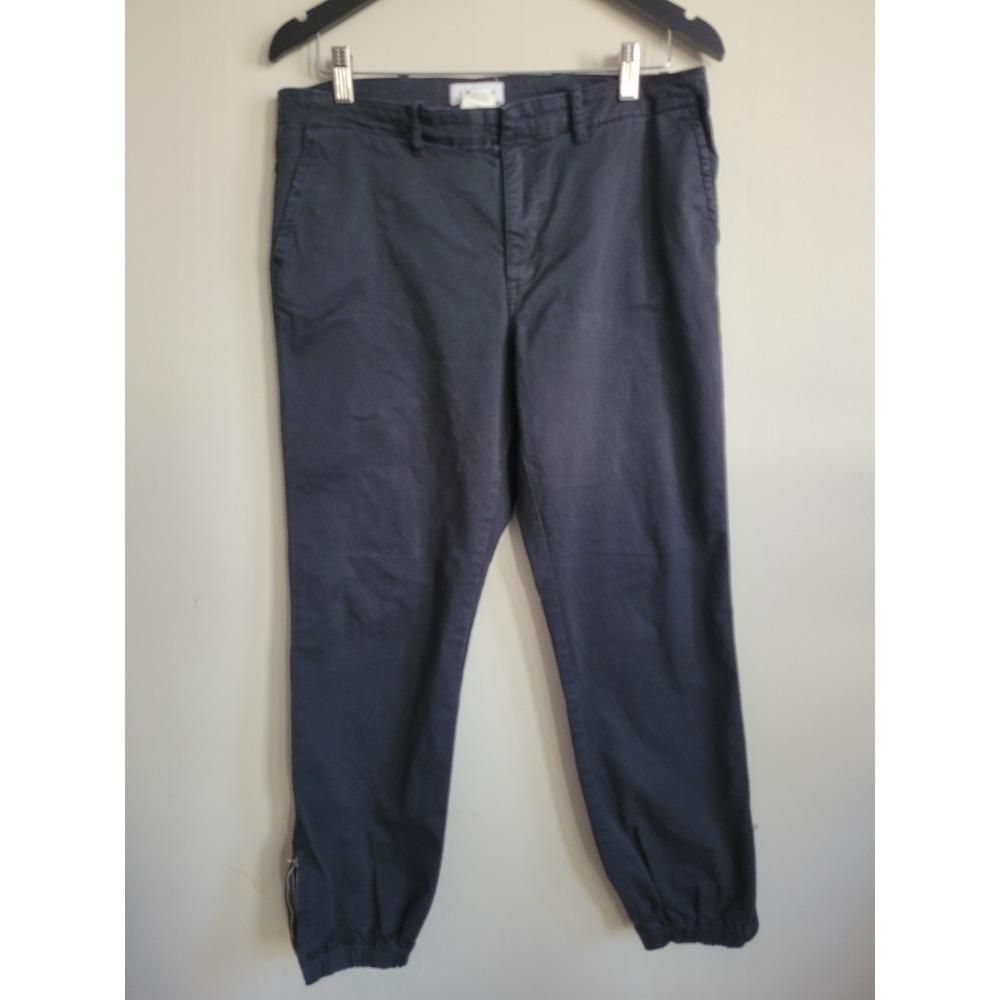 Chic Velvet Brand Pants Womens 10 Black Zipper Hem Ankle Jogger 95% Cotton